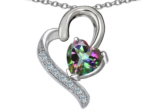 Star K 1.45 cttw Original Star K 7mm Heart Shape Genuine Mystic Rainbow Topaz Heart Pendant at Sears.com