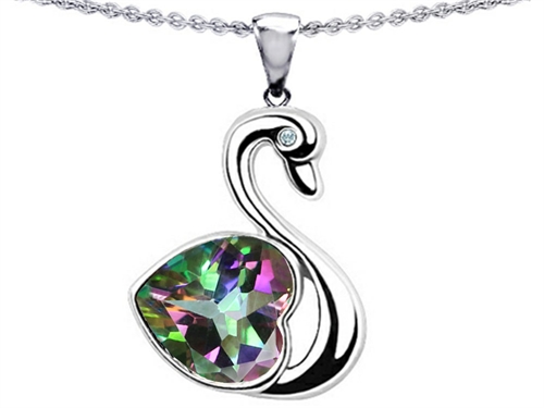 Star K 1.52 cttw Original Star K 1 inch Love Swan Pendant With Genuine Heart Shape Mystic Topaz at Sears.com
