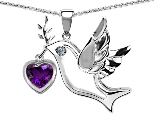 Star K 1.50 cttw Original Star K Peace Love Dove Pendant with 7mm Heart Shape Genuine Amethyst at Sears.com