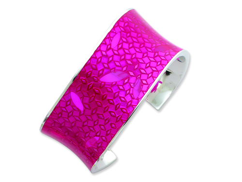 FJC Collections Sterling Silver 30mm Polished Pink Resin Cuff Bangle Bracelet at Sears.com