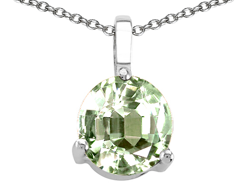 Tommaso design Studio 0.95 cttw Tommaso Design Round 7mm Genuine Green Amethyst Pendant in 14k White Gold at Sears.com
