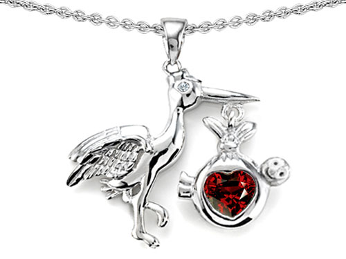 Star K 2.00 cttw Original Star K New Baby Stork Mother Pendant with Genuine Heart Shape Garnet at Sears.com