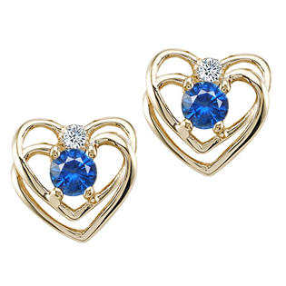 Tommaso design Studio 0.54 cttw Tommaso Design Round 4mm Genuine Sapphire and Diamond Heart Earrings in 14k White Gold Tommaso design Studio 0.54 cttw Tommaso Design Round 4mm Genuine Sapphire and Diamond Heart Earrings in 14k White Gold