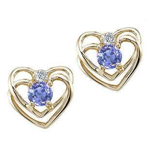Tommaso design Studio 0.44 cttw Tommaso Design Round 4mm Genuine Tanzanite and Diamond Heart Earrings in 14k White Gold Tommaso design Studio 0.44 cttw Tommaso Design Round 4mm Genuine Tanzanite and Diamond Heart Earrings in 14k White Gold