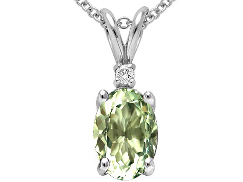 Tommaso design Studio 0.62 cttw Tommaso Design Oval 7x5 mm Genuine Green Amethyst Pendant in 14k Yellow Gold at Sears.com