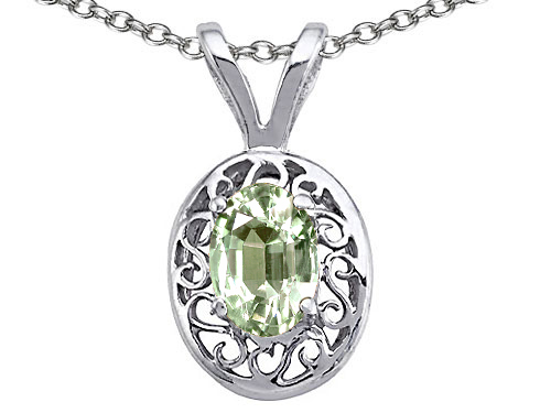 Tommaso design Studio 0.35 cttw Tommaso Design Genuine Green Amethyst Oval Pendant in 14k White Gold at Sears.com