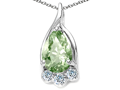 Tommaso design Studio 0.56 cttw Tommaso Design Pear Shape 7x5mm Genuine Green Amethyst and Diamond Pendant in 14k Yellow Gold at Sears.com