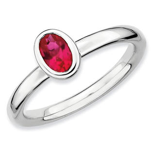 Stackable Expressions 0.51 cttw Stackable Expressions Sterling Silver Oval Created Ruby Stackable Ring Stackable Expressions 0.51 cttw Stackable Expressions Sterling Silver Oval Created Ruby Stackable Ring