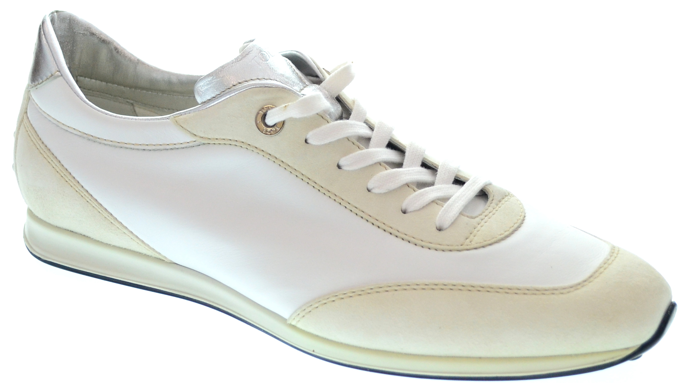 TOD'S Women's White Silver Fashion Sneakers Sportivo Laced 2D351 TOD'S Women's White Silver Fashion Sneakers Sportivo Laced 2D351