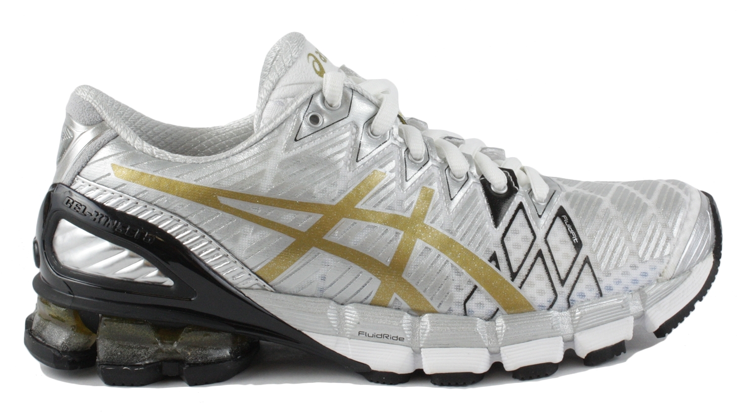 ASICS ASICS Women's Gel-Kinsei 5 Running Shoe White/Gold/Silver ASICS ASICS Women's Gel-Kinsei 5 Running Shoe White/Gold/Silver