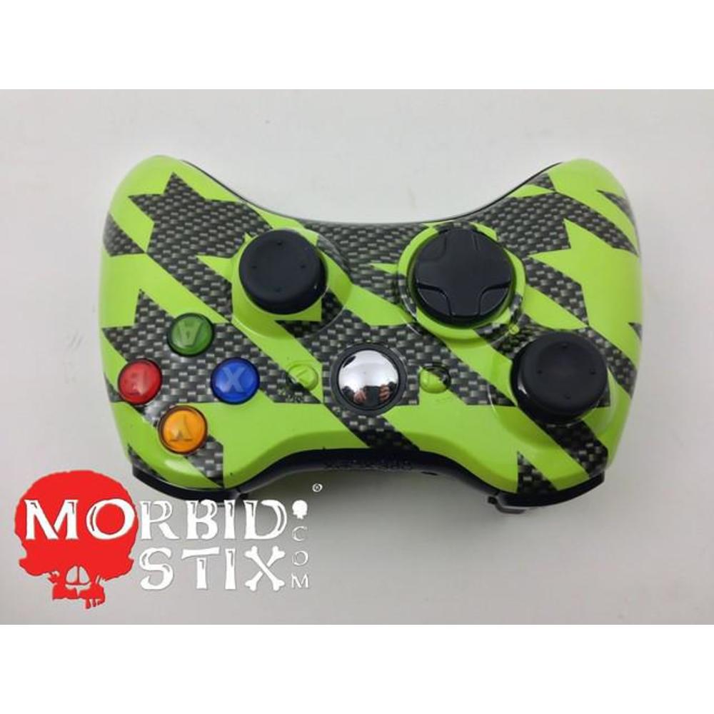 Green Houndstooth Carbon Fiber Xbox 360 Controller