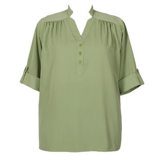 A Personal Touch Kiwi Green Pullover Placket Blouse - Plus Size Woman's Blouse - 0x A Personal Touch Kiwi Green Pullover Placket Blouse - Plus Size Woman's Blouse - 0x