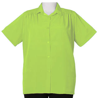 A Personal Touch Lime Green s.s. tunic w/shirring Plus Size Woman's Blouse A Personal Touch Lime Green s.s. tunic w/shirring Plus Size Woman's Blouse