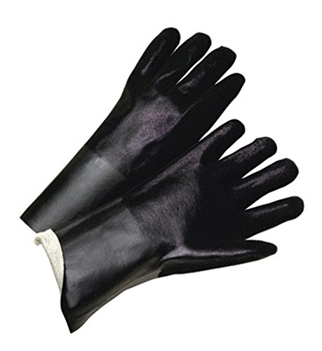 Large 18" Black Double Dipped PVC Glove With Sandpaper Grip And Jersey
Lining