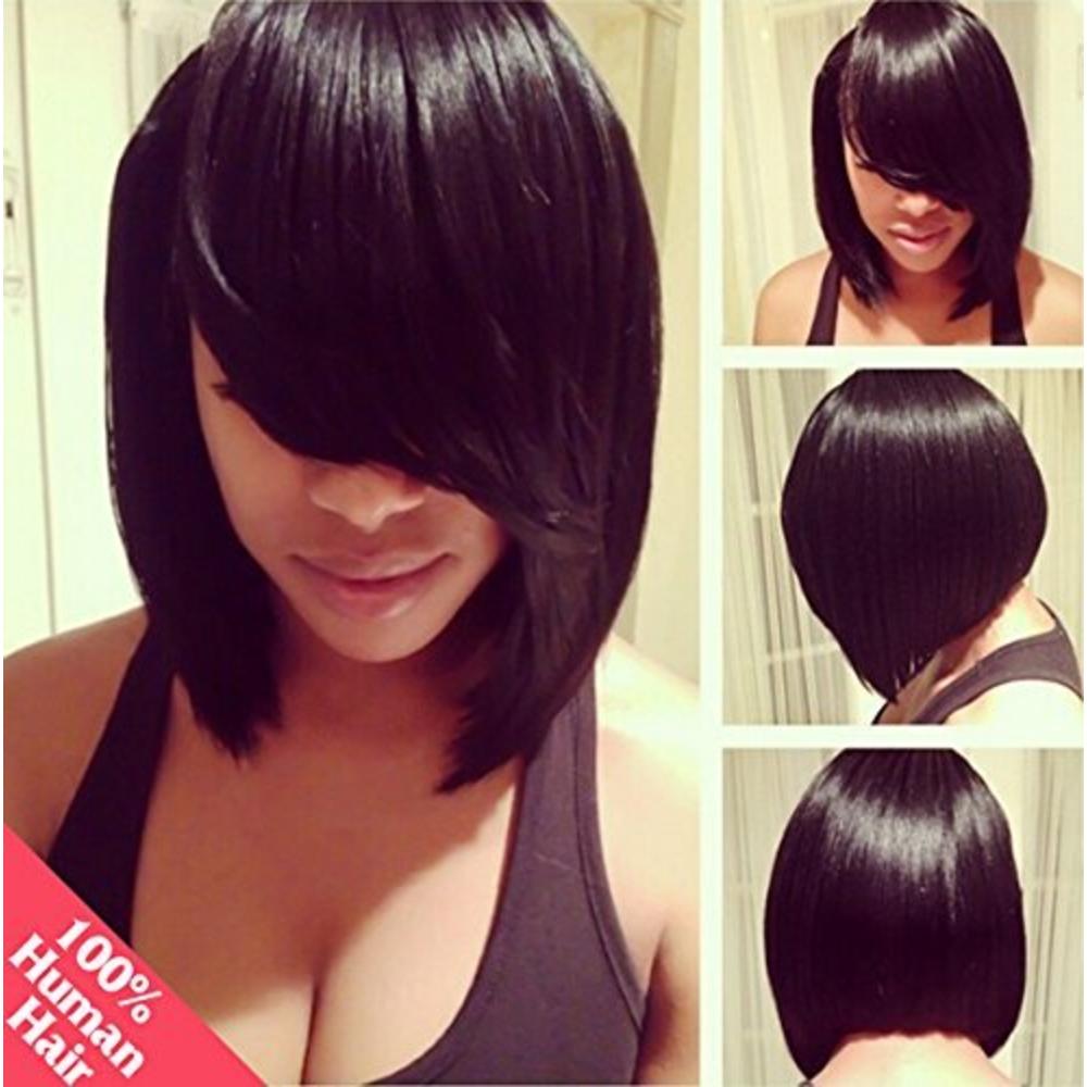 Art of Love 10'' Full Lace Wigs Bob Style Human Hair Wig Natural Color(#1b)  - Beauty - Hair Care - Hair Extensions