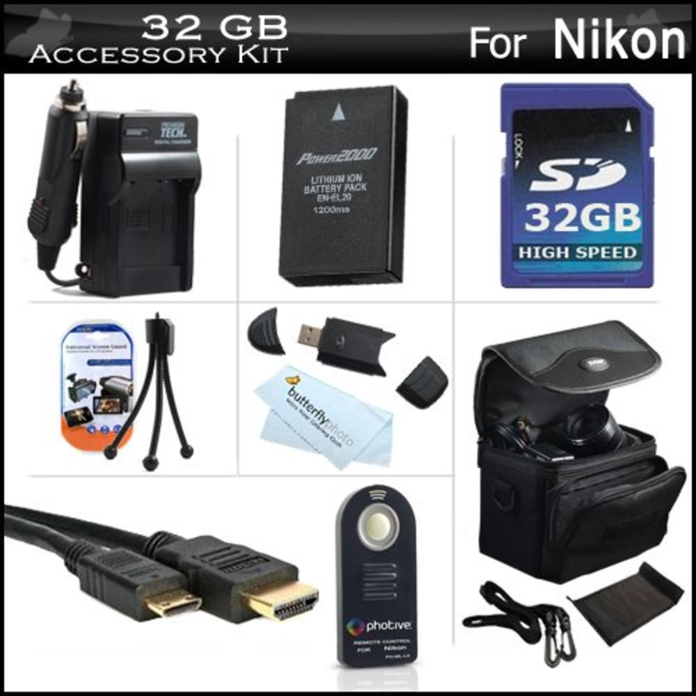 32GB Accessories Kit For Nikon 1 J1 Nikon 1 J2 Nikon 1 AW1 Mirrorles Digital
Camera Includes 32GB High Speed SD Memory Card + Ex