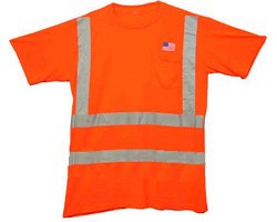 Class Three Level 2 Orange Safety Mesh Shirt with Silver Stripes - X-Large
