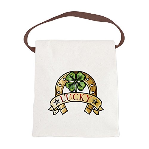 Canvas Lunch Bag Lucky Horseshoe with Four Leaf Clover
