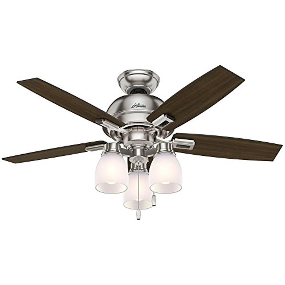 Casual Donegan Three Light Brushed Nickel Ceiling Fan
With Light 44"