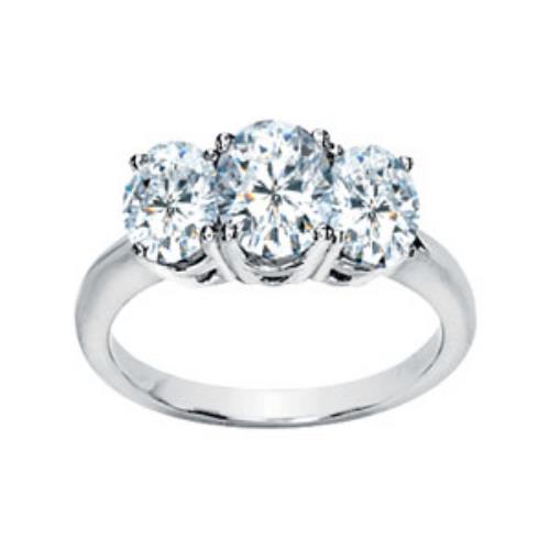 Moissanite 3.3/8Ct Moissanite 3 Stone Ring Oval Cut 14k White Gold at Sears.com