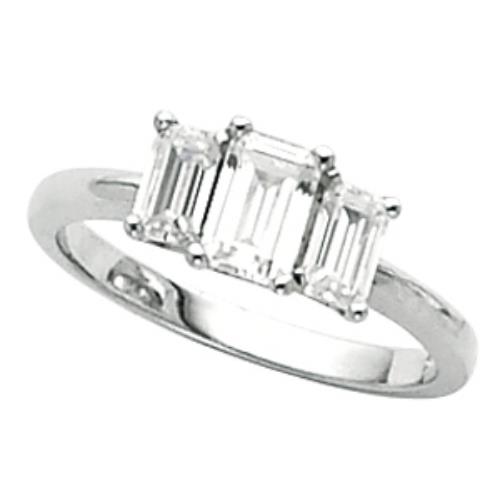 Moissanite 2.5 Ct Moissanite 3 Stone Ring Emerald Radiant Cut. at Sears.com