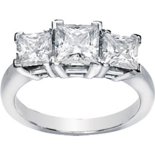 Moissanite 2 Ct Moissanite 3 Stone Ring Princess Cut 14k White Gold at Sears.com