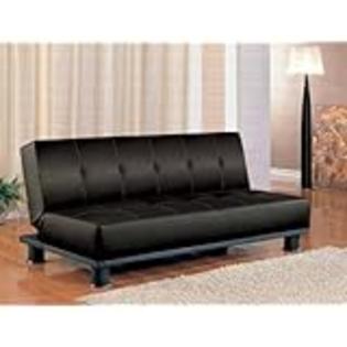 Black Leather like Vinyl Futon Sofa Bed by Coaster Furniture Black Leather like Vinyl Futon Sofa Bed by Coaster Furniture