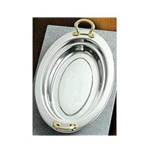 Stainless steel 2 qt 13 1/8 x 8 7/8 x 2 1/2 inch Stainless Steel Full Oval Pan PlaIn Design with Round ... Stainless steel 2 qt 13 1/8 x 8 7/8 x 2 1/2 inch Stainless Steel Full Oval Pan PlaIn Design with Round ...