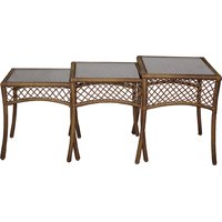 3pc Nested Steel+wicker Tables
