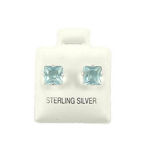 Sterling Silver -6mm Square Aquamarine CZ Stud Earrings at Sears.com