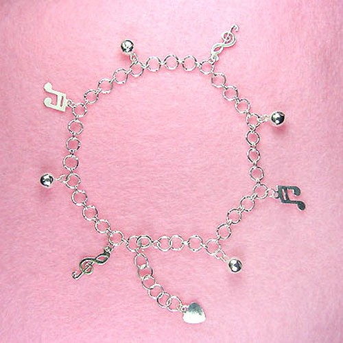Sterling Silver - 10 Inch Music & Bell Anklet (AK016) at Sears.com