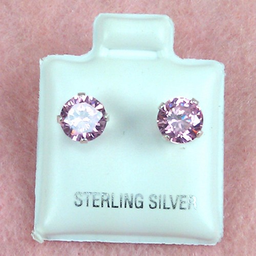 Sterling Silver - 6mm Rd Rose Zircon (CZ) Stud Earrings at Sears.com