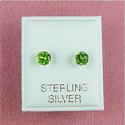 Sterling Silver - 5mm Peridot CZ Stud Earrings at Sears.com