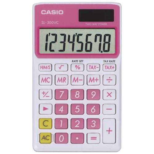 Casio Sl300vcpksih Solar Wallet Calculator With 8-digit Display (pink) at Sears.com