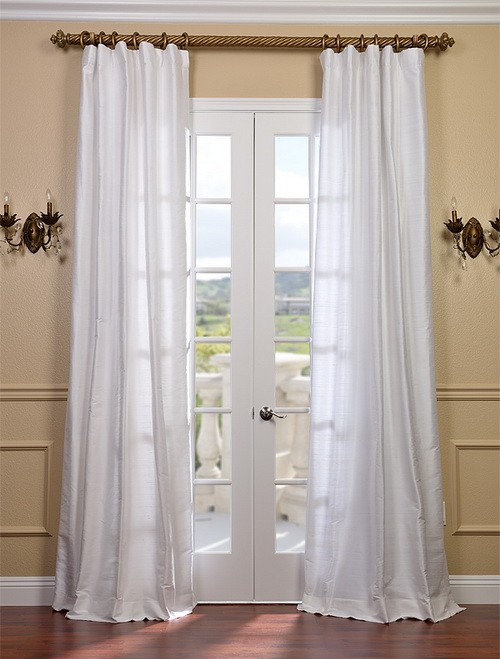 Exclusive Fabrics & Furnishings, LLC Lily White Textured Dupioni Silk Curtains, 50 X 96 at Sears.com