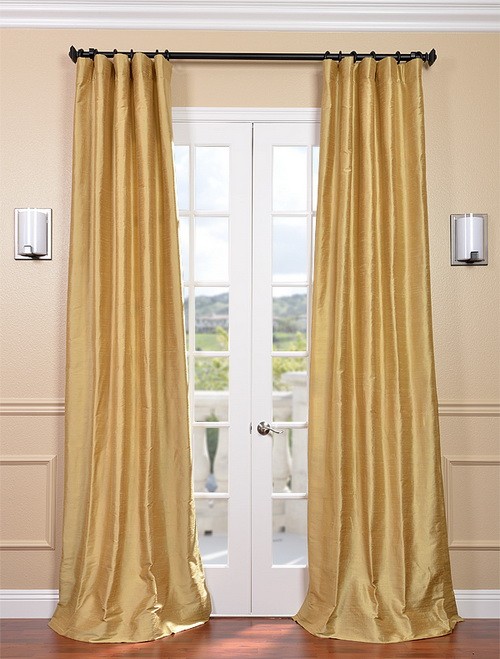 Exclusive Fabrics & Furnishings, LLC Sunrise Gold Textured Dupioni Silk Curtains, 50 X 108 at Sears.com