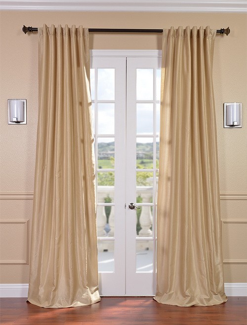 Exclusive Fabrics & Furnishings, LLC Almond Vintage Textured Faux Dupioni Silk Curtains, 50 X 120 at Sears.com