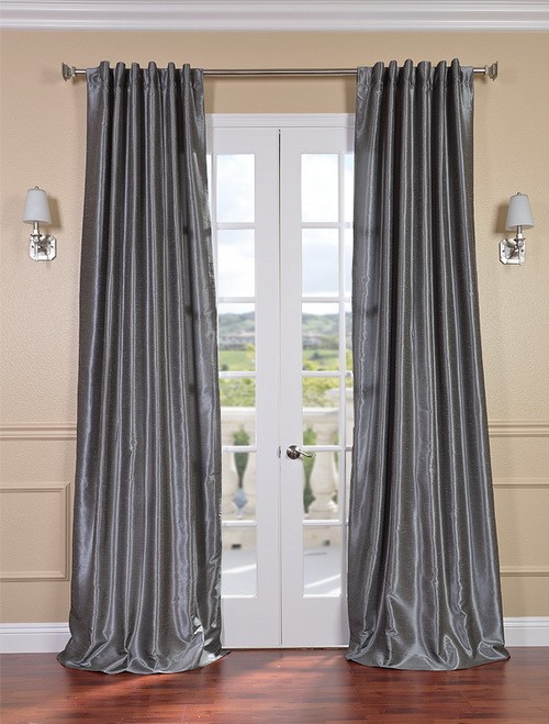 Exclusive Fabrics & Furnishings, LLC Storm Grey Vintage Textured Faux Dupioni Silk Curtains, 50 X 108 at Sears.com