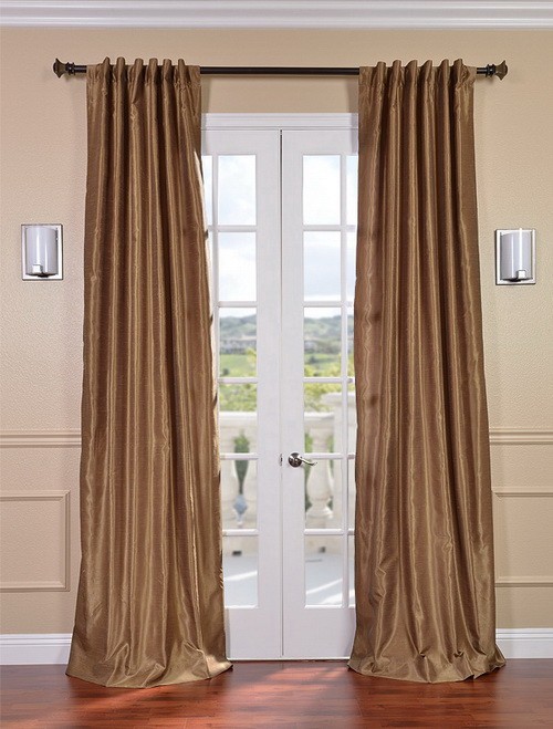 Exclusive Fabrics & Furnishings, LLC Flax Gold Vintage Textured Faux Dupioni Silk Curtains, 50 X 84 at Sears.com
