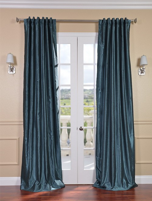Exclusive Fabrics & Furnishings, LLC Peacock Vintage Textured Faux Dupioni Silk Curtains, 50 X 108 at Sears.com