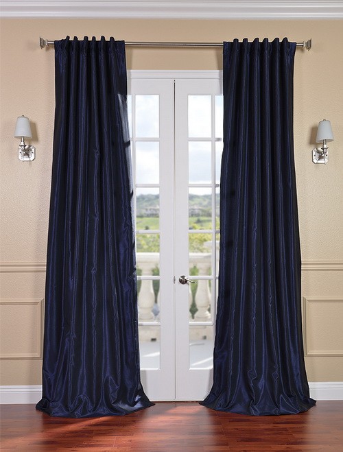 Exclusive Fabrics & Furnishings, LLC Lunar Blue Vintage Textured Faux Dupioni Silk Curtains, 50 X 108 at Sears.com