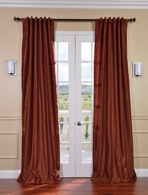 Exclusive Fabrics & Furnishings, LLC Burnt Orange Vintage Textured Faux Dupioni Silk Curtains, 50 X 108 at Sears.com