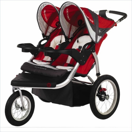 Schwinn 13-SC213 Turismo Swivel Wheel Double Jogger-Stroller - Red-Gray