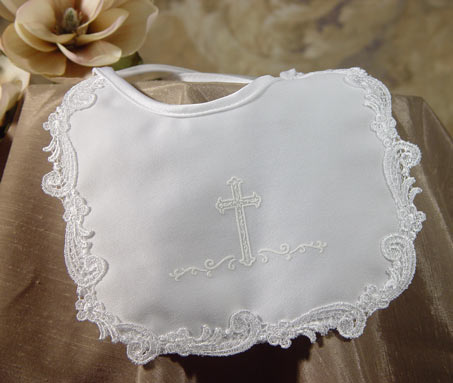 Little Things Mean a Lot Matte Satin Girls Bib with Screened Cross at Sears.com