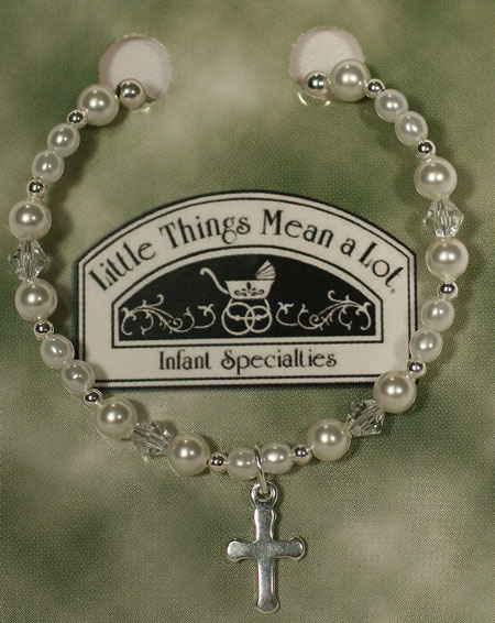 Little Things Mean a Lot Pearl and Silver Bracelet with Cross at Sears.com