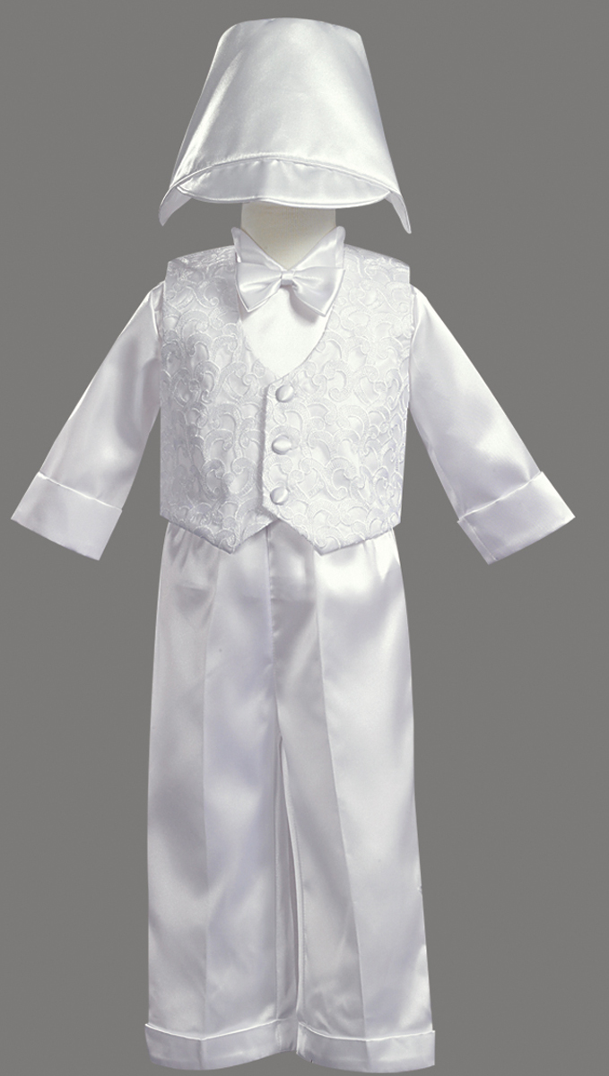Lito White Christening Baptism Embroidered Vest with Satin Shirt, Pants and Hat at Sears.com