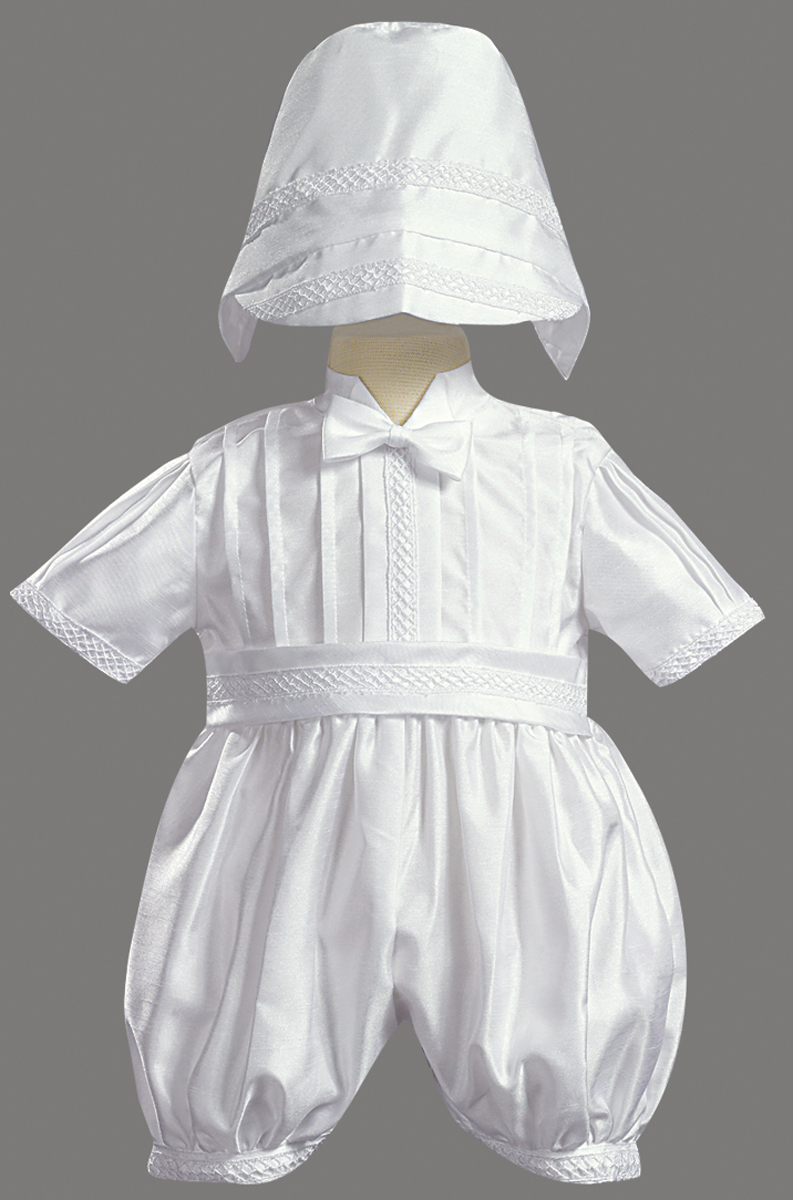 Lito White Shantung Christening Baptism Romper with Hat at Sears.com