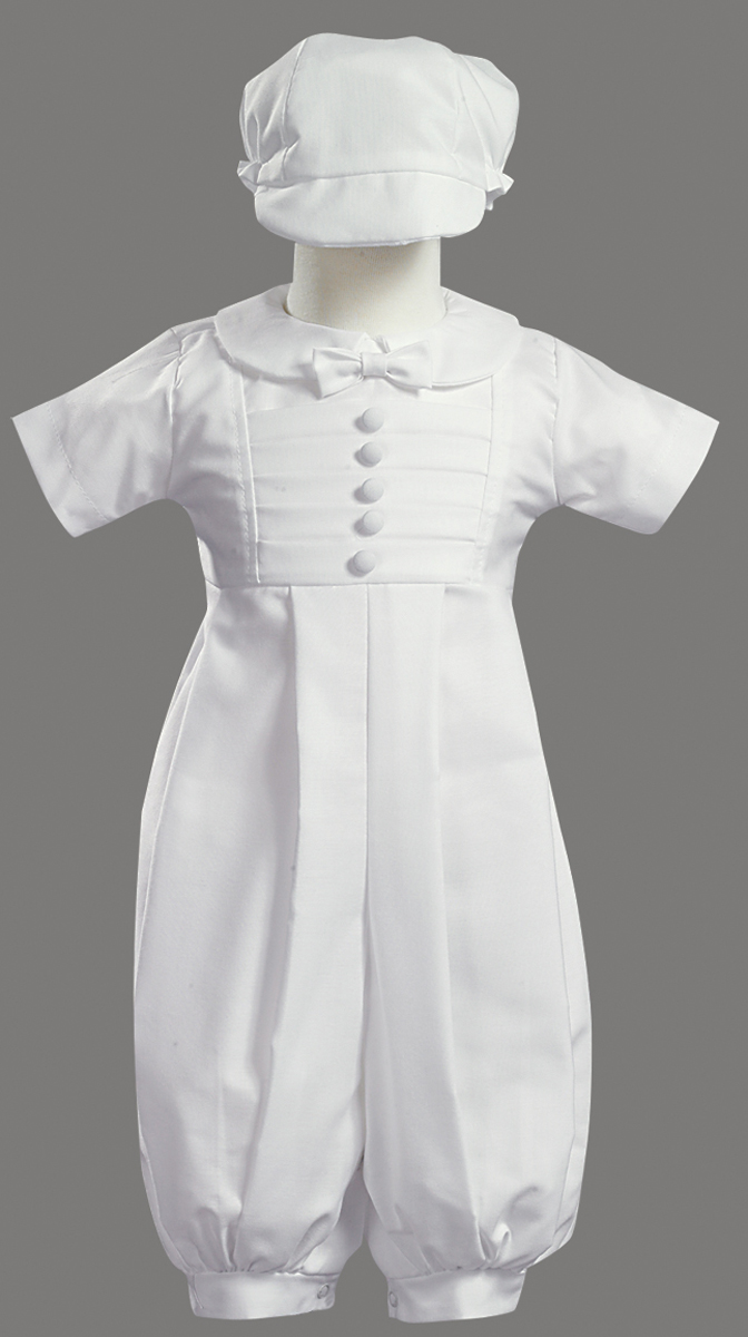 Swea Pea & Lilli White Poly Cotton Christening Baptism Romper Set with Pleated Bodice and Hat at Sears.com