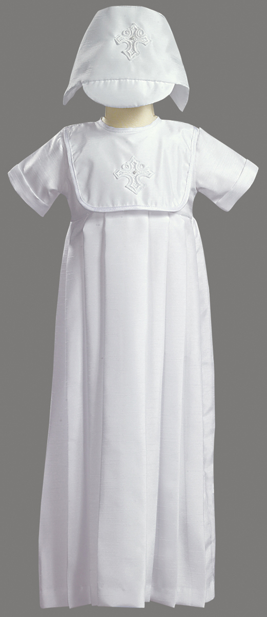Swea Pea & Lilli Shantung Christening Baptism Gown with Embroidered Cross and Matching Hat at Sears.com