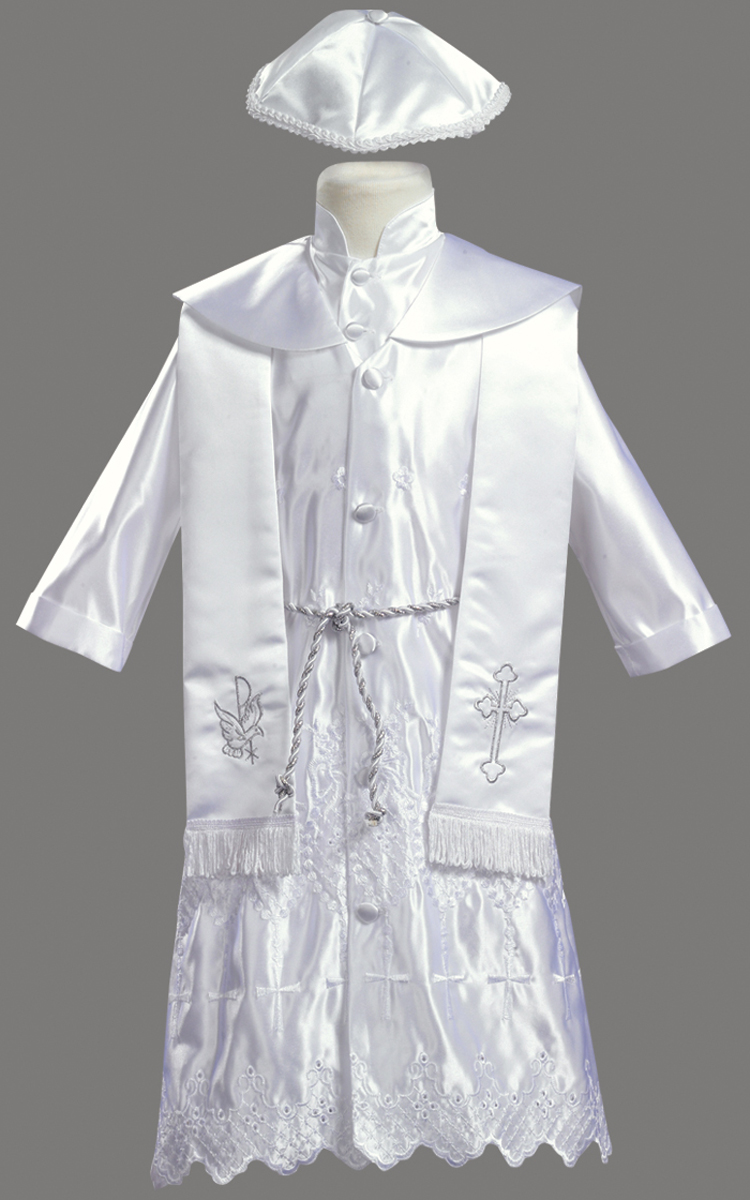 LITO White Embroidered Satin Christening Baptism Robe with Shawl and Cap at Sears.com